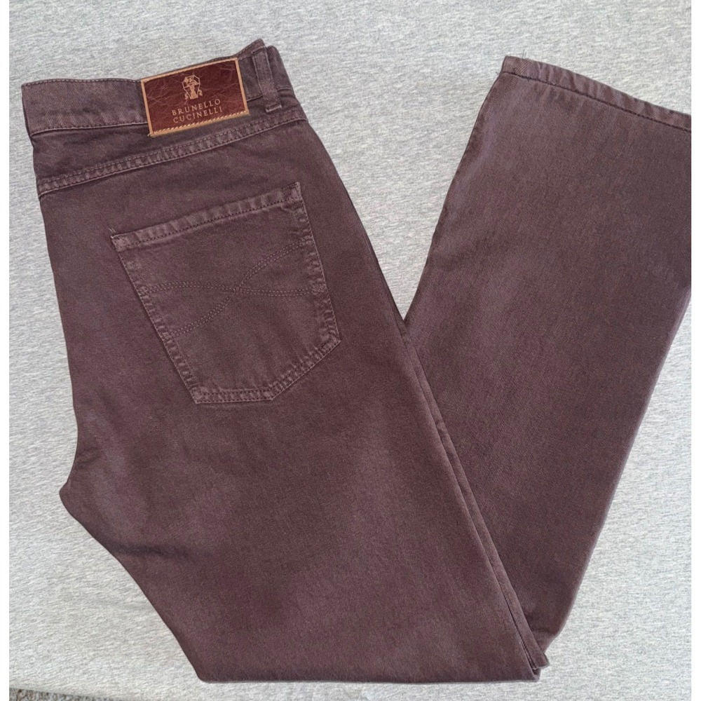 Brunello Cucinelli Burgundy Jeans Size ~34x31 Luxury Italian Designer Denim Rare